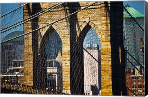 Framed Close-up One of the Brooklyn Bridge Towers, New York Print