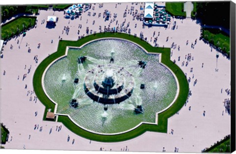 Framed Aerial view of the Buckingham Fountain at Grant Park, Chicago, Cook County, Illinois, USA Print