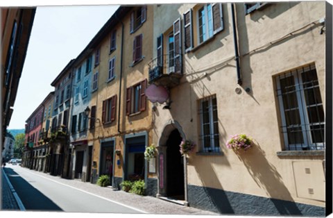 Framed Houses along a street, Cernobbio, Como, Lombardy, Italy Print