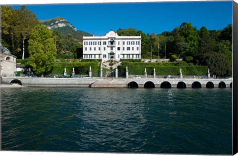 Framed Villa at the waterfront, Villa Carlotta, Tremezzo, Lake Como, Lombardy, Italy Print