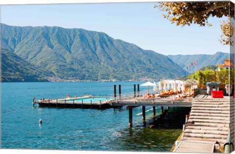 Framed Sundeck and floating pool at Grand Hotel, Tremezzo, Lake Como, Lombardy, Italy Print