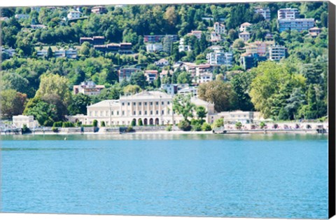 Framed Buildings on a hill, Villa Olmo, Lake Como, Lombardy, Italy Print