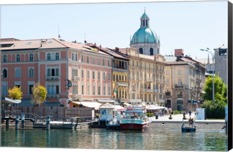 Framed Buildings alongside Lake Como at Piazza Cavour, Como, Lombardy, Italy Print