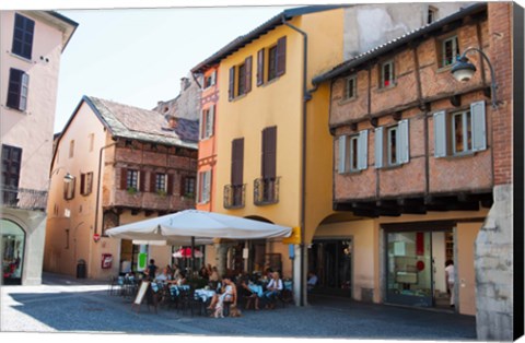 Framed People at sidewalk cafe, Piazza San Fedele, Como, Lombardy, Italy Print