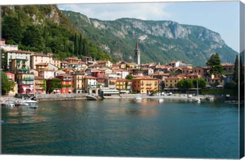 Framed Buildings in a Town at the Waterfront, Varenna, Lake Como, Lombardy, Italy Print