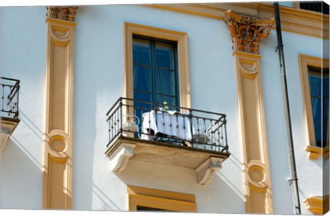 Framed Table for two on balcony of room at Villa D&#39;Este hotel, Cernobbio, Como, Lombardy, Italy Print