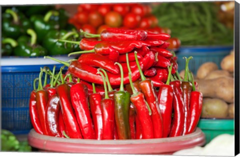 Framed Vegetable for sale at a market stall, Candi Kuning, Baturiti, Bali, Indonesia Print