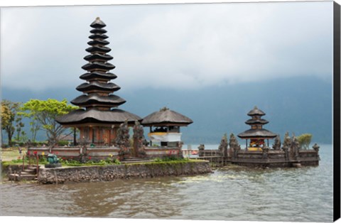 Framed Pura Ulun Danu Bratan temple on the edge of Lake Bratan, Baturiti, Bali, Indonesia Print