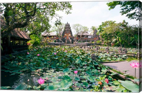 Framed Water lilies in a pond at the Pura Taman Saraswati Temple, Ubud, Bali, Indonesia Print