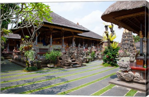 Framed Inner grounds of the 1950&#39;s Pura Taman Saraswati temple, Ubud, Bali, Indonesia Print