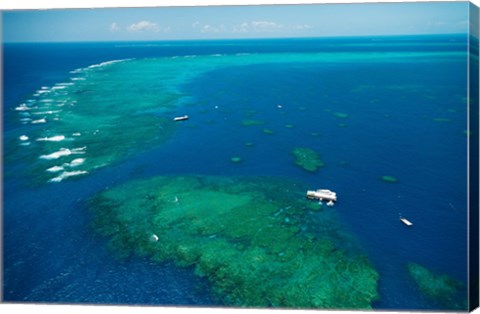 Framed Aerial View of Great Barrier Reef, Queensland, Australia Print