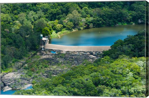 Framed Aerial view of a dam on Barron River, Kuranda, Cairns, Queensland, Australia Print