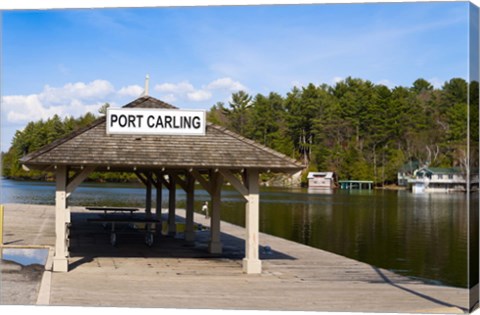 Framed Town dock and cottages at Port Carling, Ontario, Canada Print