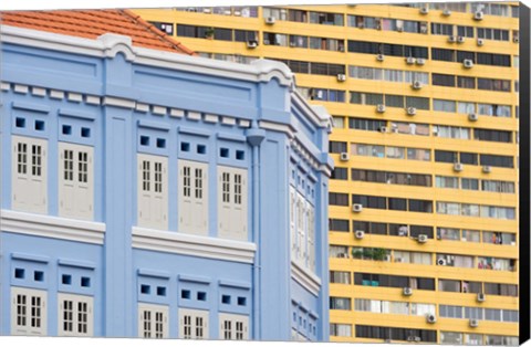 Framed Restored Building in Chinatown, Singapore Print