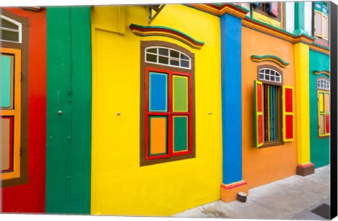 Framed Restored building in Little India, Singapore Print