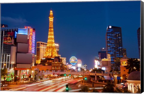 Framed Casinos along the Las Vegas Boulevard at night, Las Vegas, Nevada, USA 2013 Print