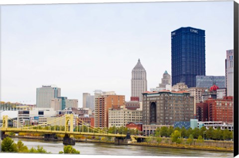 Framed Skyscrapers in a city, Tenth Street Bridge Pittsburgh, Pennsylvania, USA Print