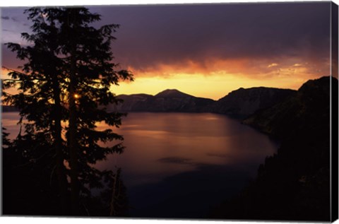 Framed Sunrise view from Discovery Point over Crater Lake, Crater Lake National Park, Oregon, USA Print