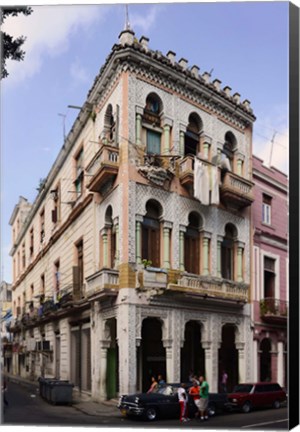 Framed Buildings along the street, Havana, Cuba Print