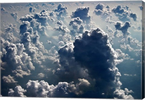 Framed Aerial view of the cloud formations Print