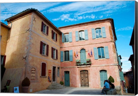 Framed Facade of a building, Hotel de Ville, Roussillon, Vaucluse, Provence-Alpes-Cote d&#39;Azur, France Print