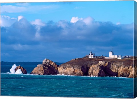 Framed Lighthouse at Pointe Du Toulinguet, Celtic Sea, Finistere, Brittany, France Print