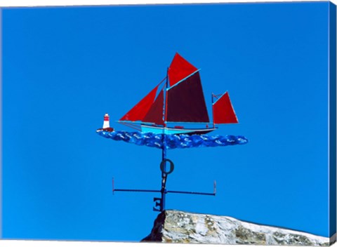 Framed Low angle view of weather vane, Morgat, Crozon, Finistere, Brittany, France Print