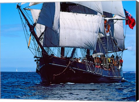 Framed Close up of a Tall ship regatta in the Baie De Douarnenez, France Print