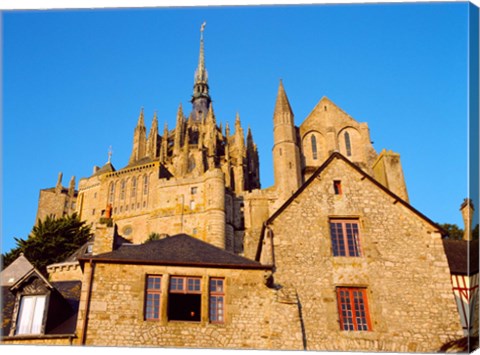 Framed Low angle view of buildings at Mont Saint-Michel, Manche, Basse-Normandy, France Print