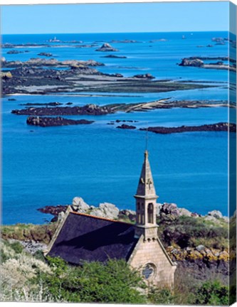 Framed La Trinite Chapel at Ile-De-Brehat archipelago, Cotes-d&#39;Armor, Brittany, France Print