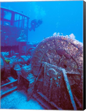 Framed Doc Polson Wreck in the sea, Grand Cayman, Cayman Islands Print