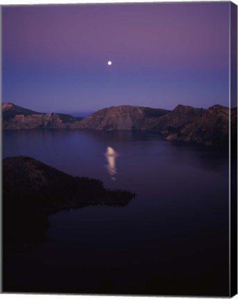 Framed Moon reflection in the Crater Lake, Crater Lake National Park, Oregon, USA Print