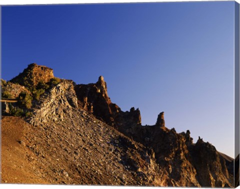 Framed Hillman Peak crags at sunrise, Crater Lake National Park, Oregon, USA Print