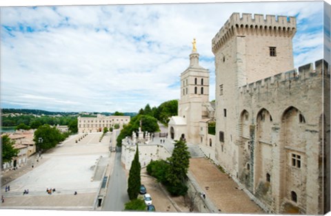 Framed Palace in a city, Notre-Dame Des Domes, Le Palais des Papes, Palais Des Papes,  Provence-Alpes-Cote d&#39;Azur, France Print