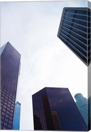 Framed Low angle view of skyscrapers, Wells Fargo Center, California Plaza, US Bank Building, Los Angeles, California, USA Print