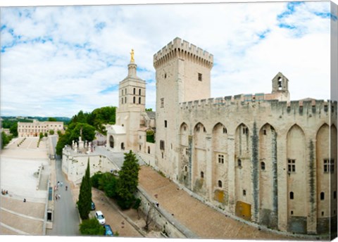 Framed Buildings in a city, Cathedrale Notre-Dame des Doms d&#39;Avignon, Palais des Papes, Provence-Alpes-Cote d&#39;Azur, France Print