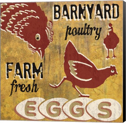 Framed Barnyard Poultry Print