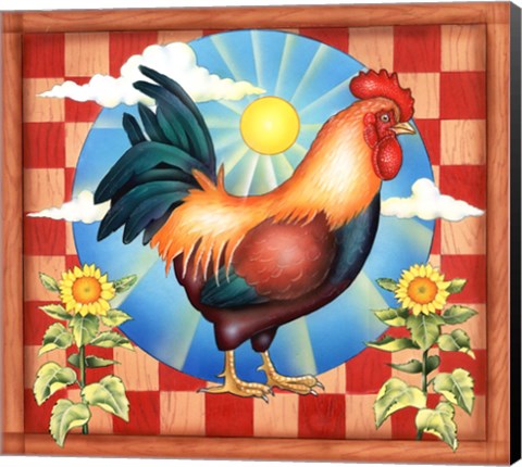 Framed Morning Glory Rooster II Print