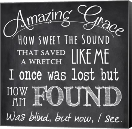 Framed Amazing Grace Chalkboard Print