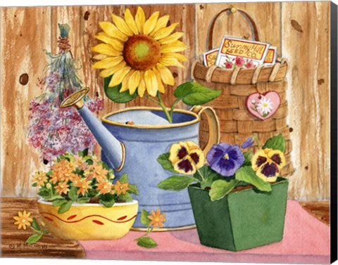 Framed Pansies &amp; Sunflowers Print