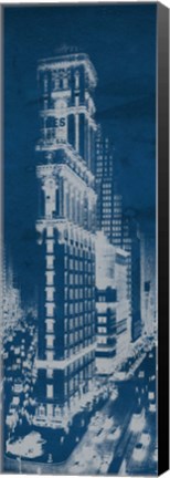 Framed Times Square Postcard Blueprint Panel Print