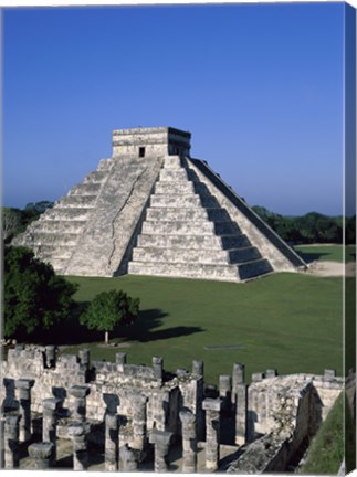 Framed Ancient structures, El Castillo, Chichen Itza (Mayan), Mexico Print