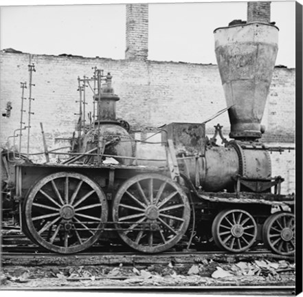 Framed Richmond, Va. Damaged locomotives Print