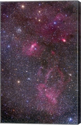 Framed Nebulosity around the open cluster Messier 52, including the Bubble Nebula Print