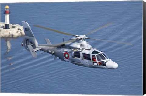 Framed Bulgarian Navy Eurocopter AS-565MB Panther over Black Sea Print