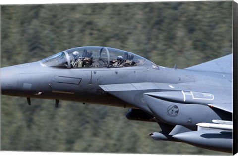 Framed F-15E Strike Eagle low flying over Wales, United Kingdom Print