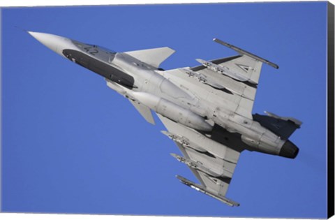 Framed Hungarian Air Force Saab JAS-39C Gripen fighter plane Print