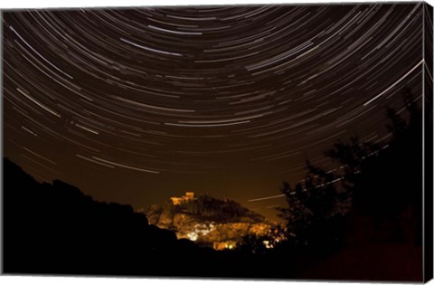 Framed Star trails above Kavir National Park, Iran Print