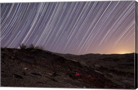 Framed Star trails and rock art in the central province of Iran Print