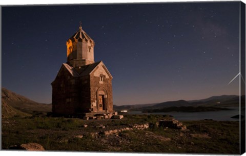 Framed Starry night sky above Dzordza church, Iran Print